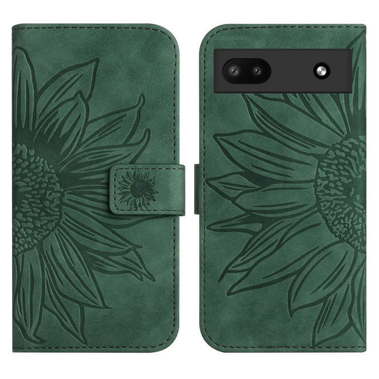 For Google Pixel 6A Skin Feel Sun Flower Pattern Flip Leather Phone Case with Lanyard