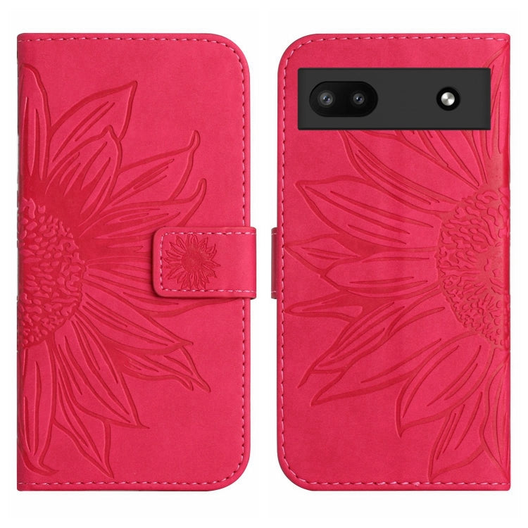 For Google Pixel 6A Skin Feel Sun Flower Pattern Flip Leather Phone Case with Lanyard
