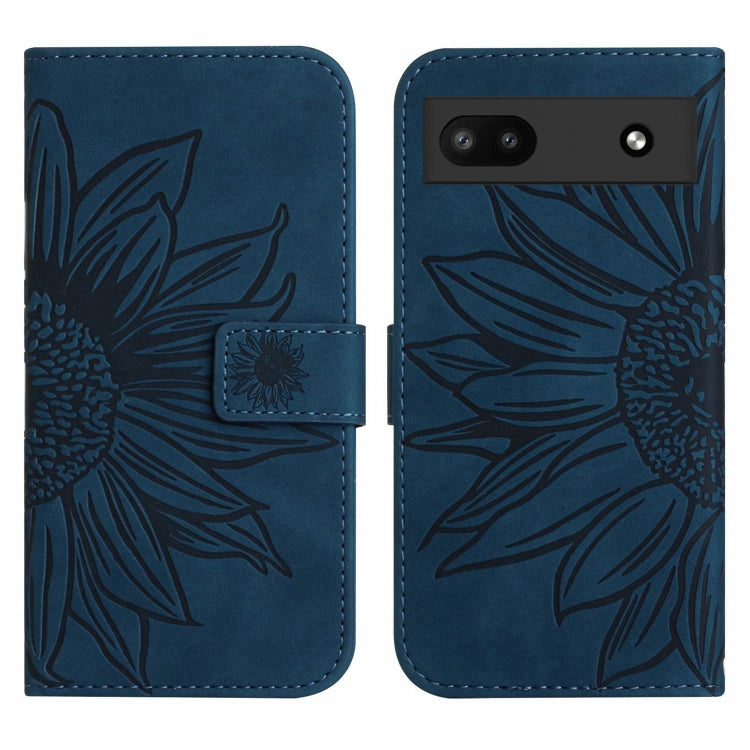 For Google Pixel 6A Skin Feel Sun Flower Pattern Flip Leather Phone Case with Lanyard