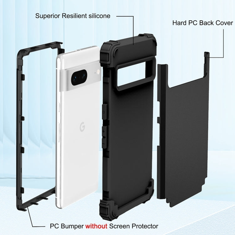 For Google Pixel 7 5G 3 in 1 Shockproof PC + Silicone Protective Phone Case
