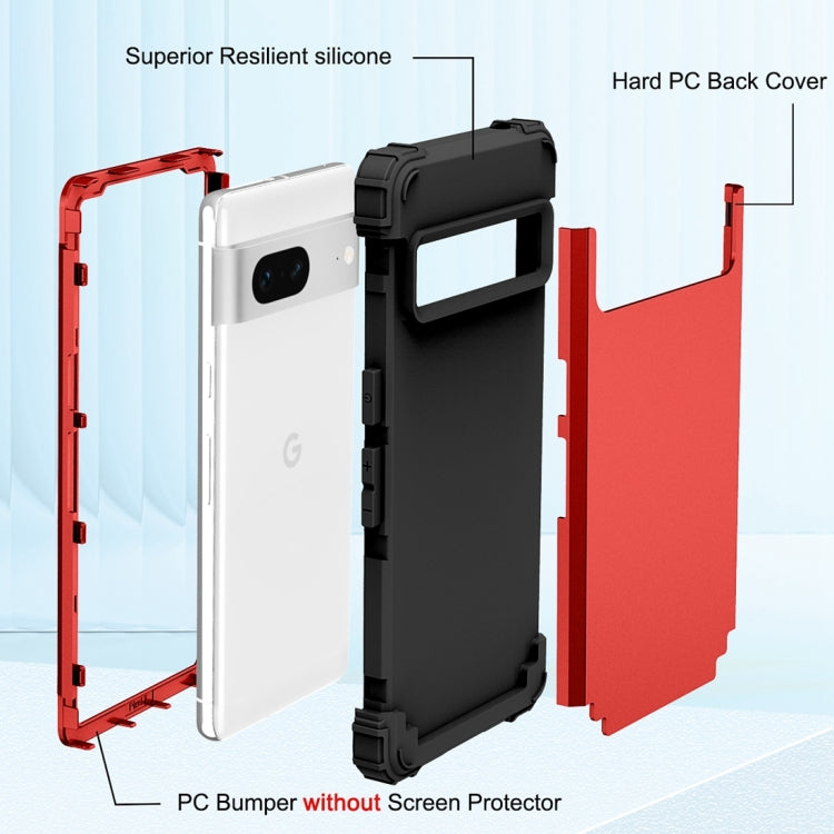 For Google Pixel 7 5G 3 in 1 Shockproof PC + Silicone Protective Phone Case
