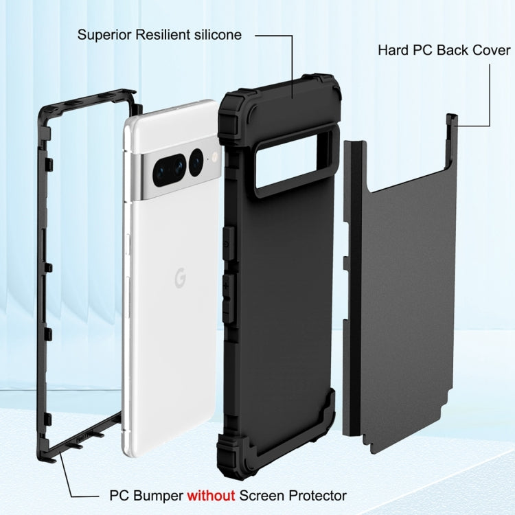 For Google Pixel 7 Pro 5G 3 in 1 Shockproof PC + Silicone Protective Phone Case