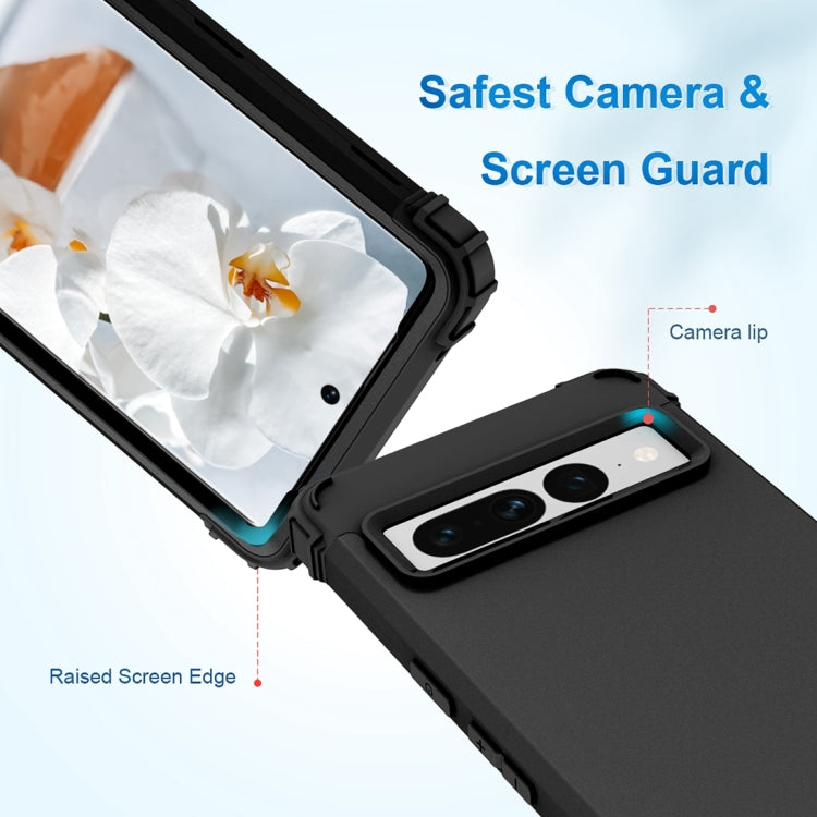 For Google Pixel 7 Pro 5G 3 in 1 Shockproof PC + Silicone Protective Phone Case
