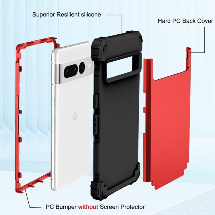 For Google Pixel 7 Pro 5G 3 in 1 Shockproof PC + Silicone Protective Phone Case