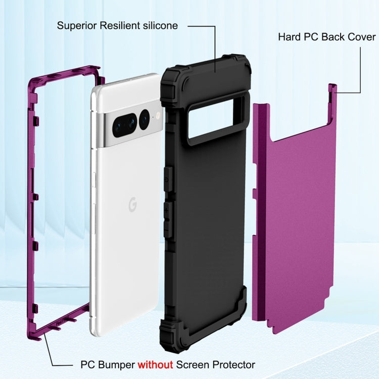 For Google Pixel 7 Pro 5G 3 in 1 Shockproof PC + Silicone Protective Phone Case