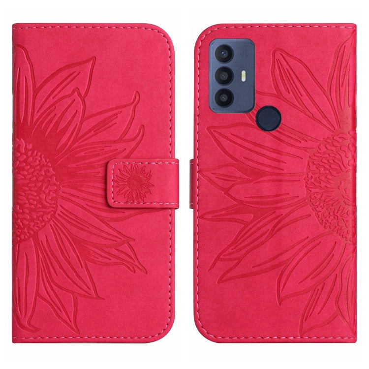 For Sharp Aquos V6 / V6 Plus Skin Feel Sun Flower Pattern Flip Leather Phone Case with Lanyard