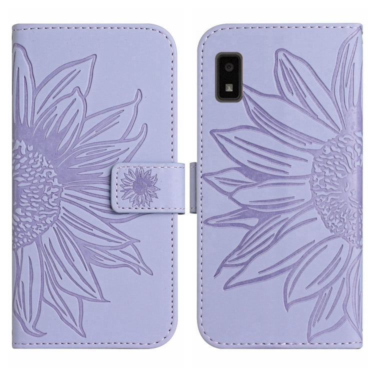 For Sharp Aquos Wish Skin Feel Sun Flower Pattern Flip Leather Phone Case with Lanyard