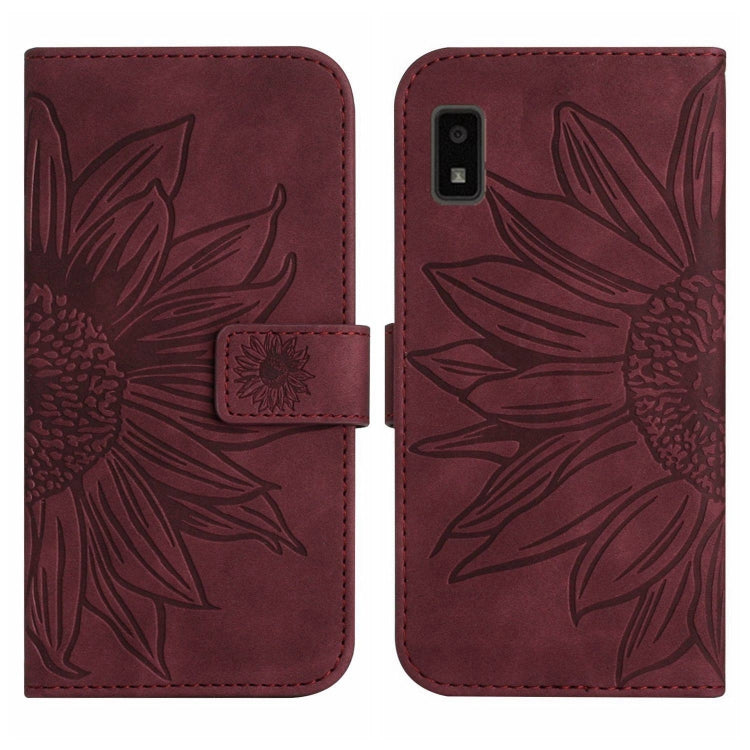 For Sharp Aquos Wish Skin Feel Sun Flower Pattern Flip Leather Phone Case with Lanyard