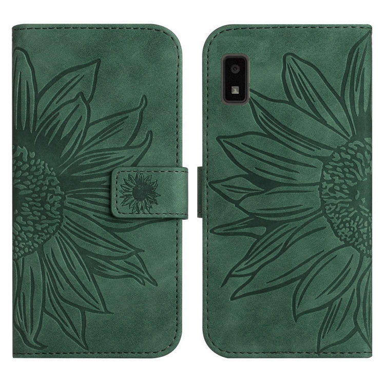 For Sharp Aquos Wish Skin Feel Sun Flower Pattern Flip Leather Phone Case with Lanyard