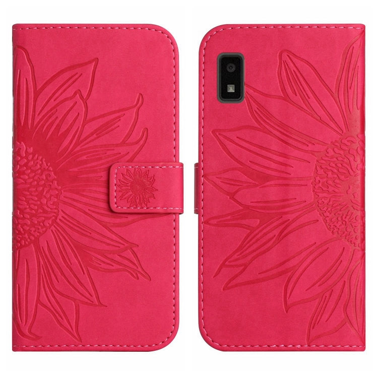 For Sharp Aquos Wish Skin Feel Sun Flower Pattern Flip Leather Phone Case with Lanyard