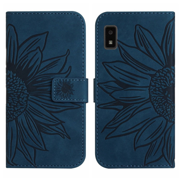 For Sharp Aquos Wish Skin Feel Sun Flower Pattern Flip Leather Phone Case with Lanyard