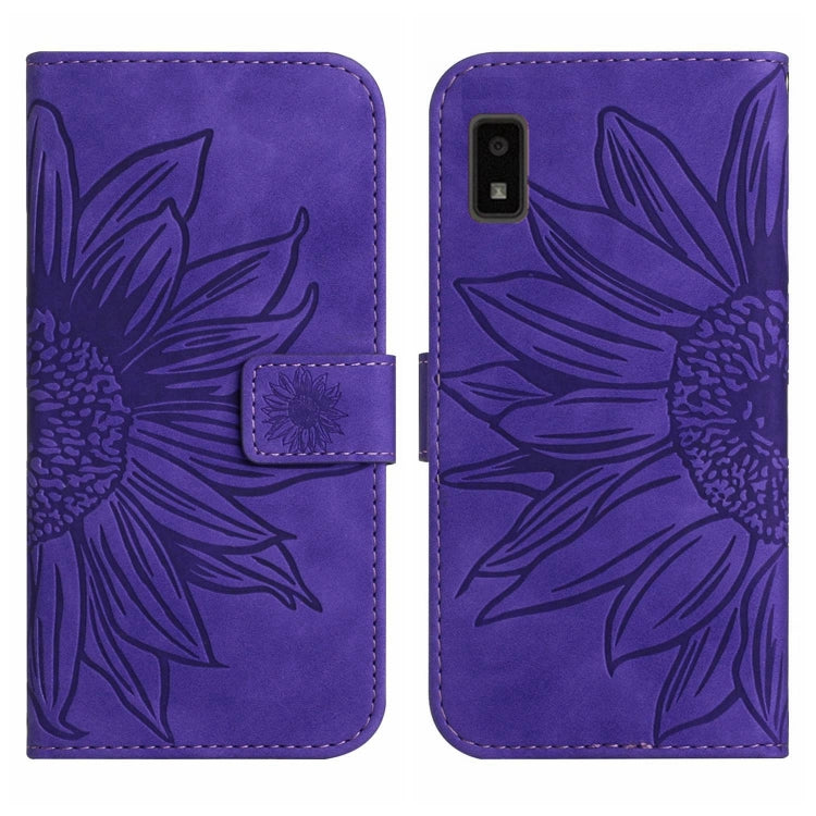 For Sharp Aquos Wish Skin Feel Sun Flower Pattern Flip Leather Phone Case with Lanyard