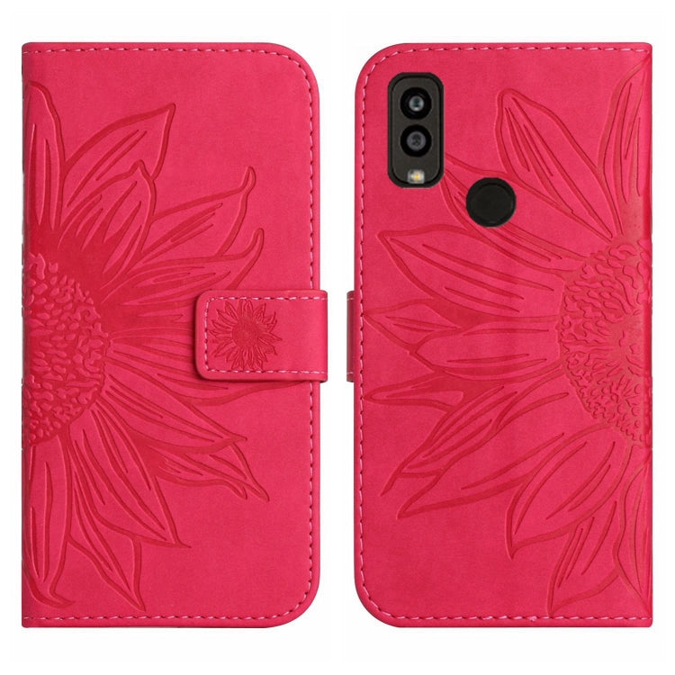 For Kyocera Android One S9 Skin Feel Sun Flower Pattern Flip Leather Phone Case with Lanyard