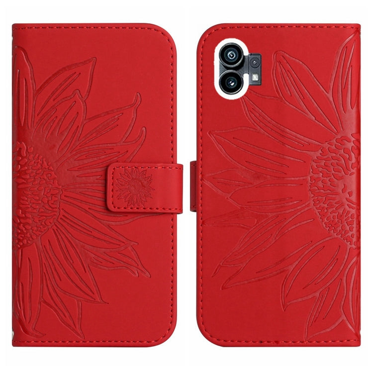 For Nothing Phone 1 Skin Feel Sun Flower Pattern Flip Leather Phone Case with Lanyard
