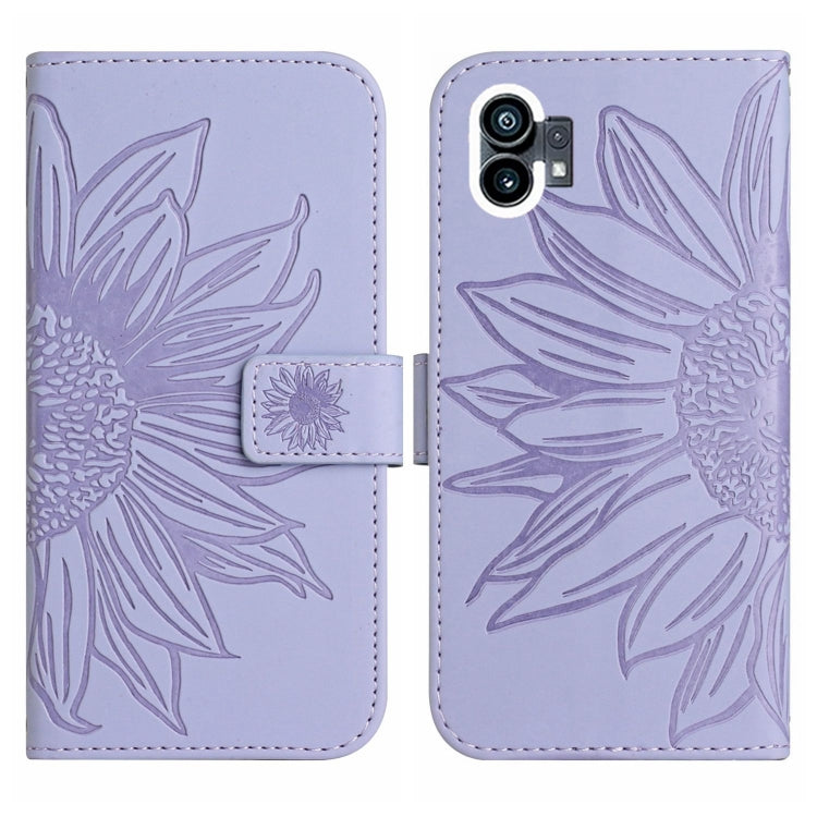For Nothing Phone 1 Skin Feel Sun Flower Pattern Flip Leather Phone Case with Lanyard