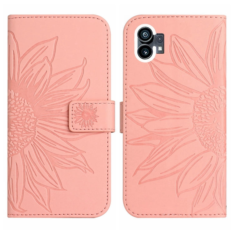 For Nothing Phone 1 Skin Feel Sun Flower Pattern Flip Leather Phone Case with Lanyard