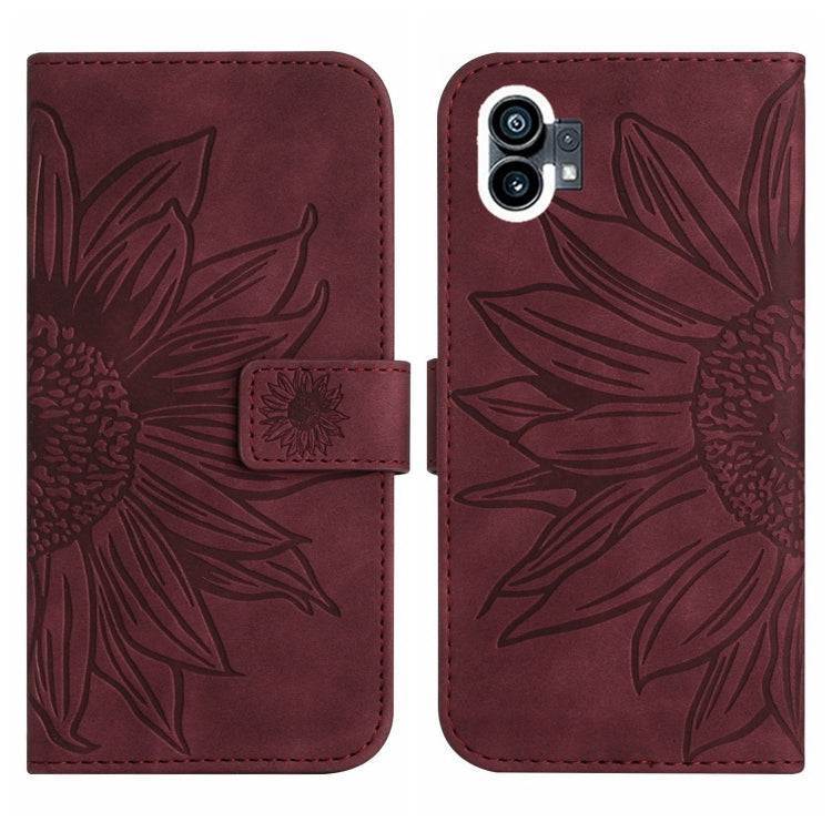For Nothing Phone 1 Skin Feel Sun Flower Pattern Flip Leather Phone Case with Lanyard
