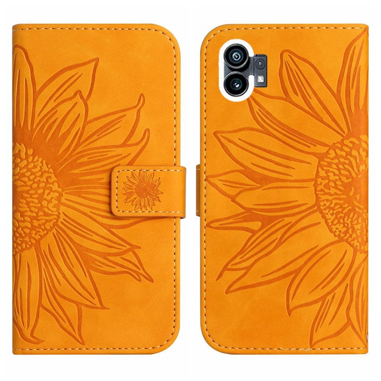 For Nothing Phone 1 Skin Feel Sun Flower Pattern Flip Leather Phone Case with Lanyard