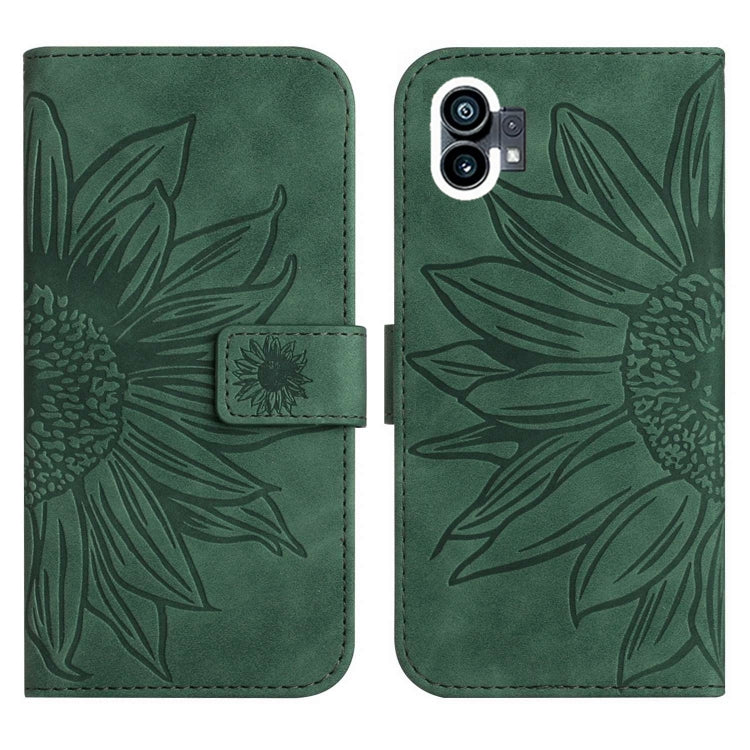 For Nothing Phone 1 Skin Feel Sun Flower Pattern Flip Leather Phone Case with Lanyard