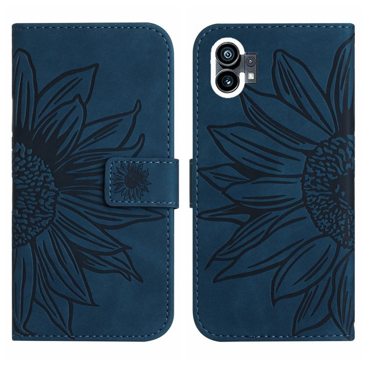 For Nothing Phone 1 Skin Feel Sun Flower Pattern Flip Leather Phone Case with Lanyard