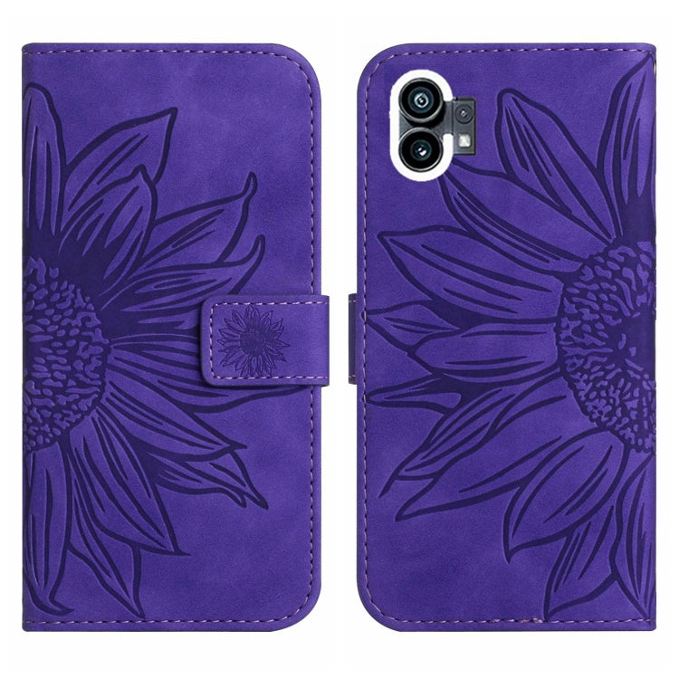 For Nothing Phone 1 Skin Feel Sun Flower Pattern Flip Leather Phone Case with Lanyard