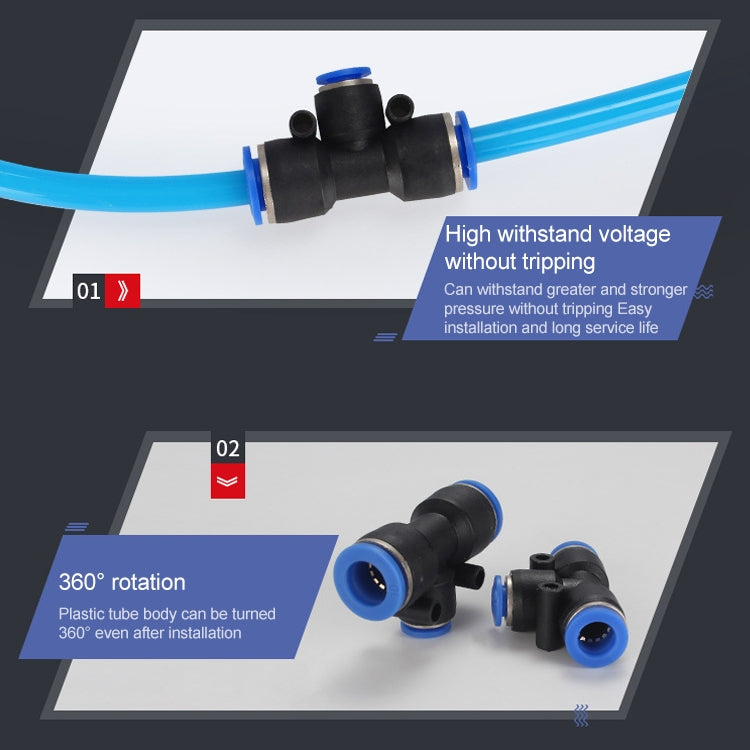 PEG10-8 LAIZE 10pcs Plastic Y-type Tee Reducing Pneumatic Quick Fitting Connector