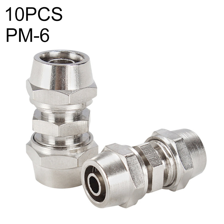 PM-6 LAIZE 10pcs Nickel Plated Copper Straight Pneumatic Quick Connector