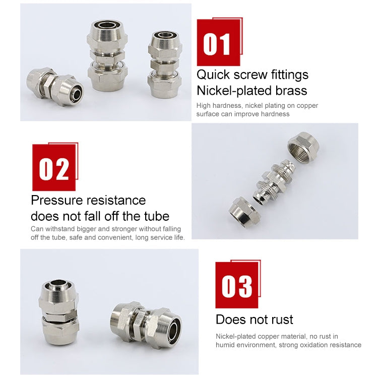 PM-6 LAIZE 10pcs Nickel Plated Copper Straight Pneumatic Quick Connector