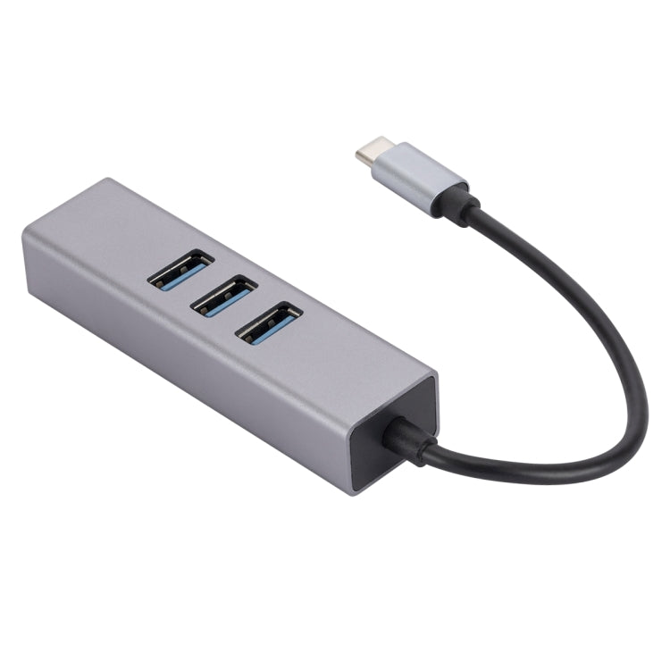 SL-030 USB-C / Type-C to Gigabit Ethernet RJ45 & 3 x USB 3.0 Adapter Converter HUB(Grey)