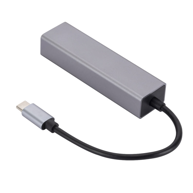 SL-030 USB-C / Type-C to Gigabit Ethernet RJ45 & 3 x USB 3.0 Adapter Converter HUB(Grey)