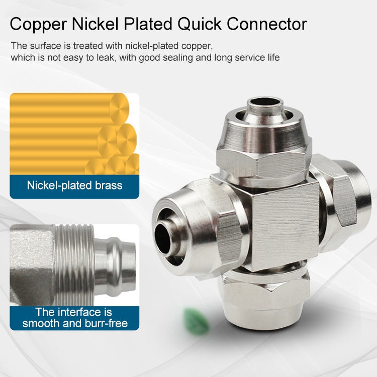 PZA-8 LAIZE Nickel Plated Copper Y-type Tee Pneumatic Quick Connector