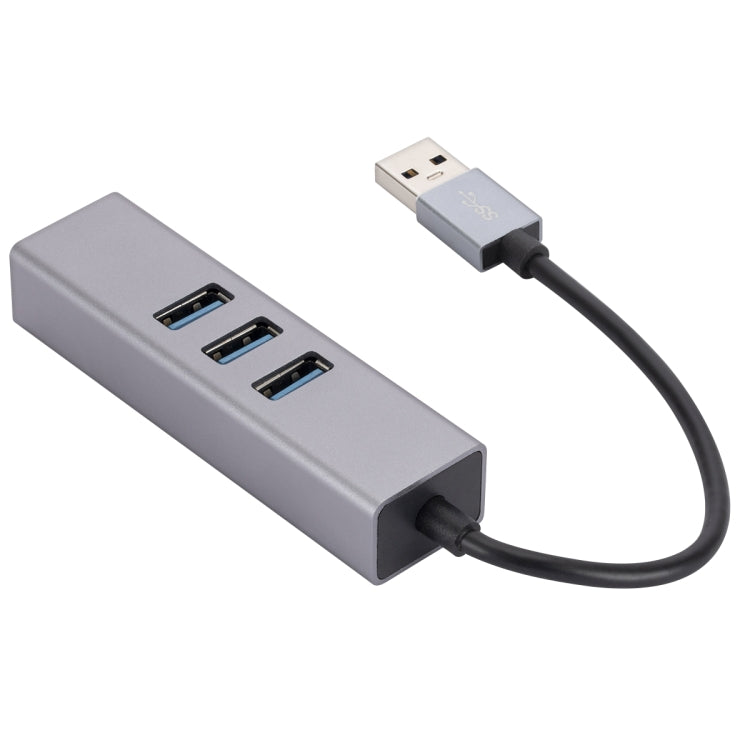 SL-030 USB to Gigabit Ethernet RJ45 & 3 x USB 3.0 Adapter Converter HUB(Grey)