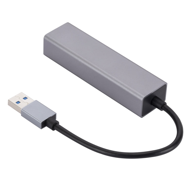SL-030 USB to Gigabit Ethernet RJ45 & 3 x USB 3.0 Adapter Converter HUB(Grey)