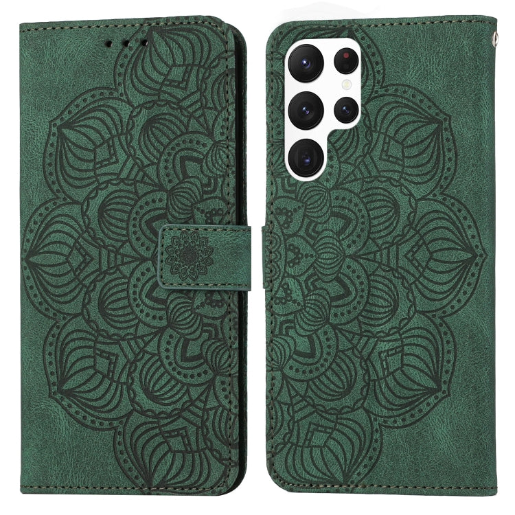 For Samsung Galaxy S23 Ultra 5G Mandala Embossed Flip Leather Phone Case