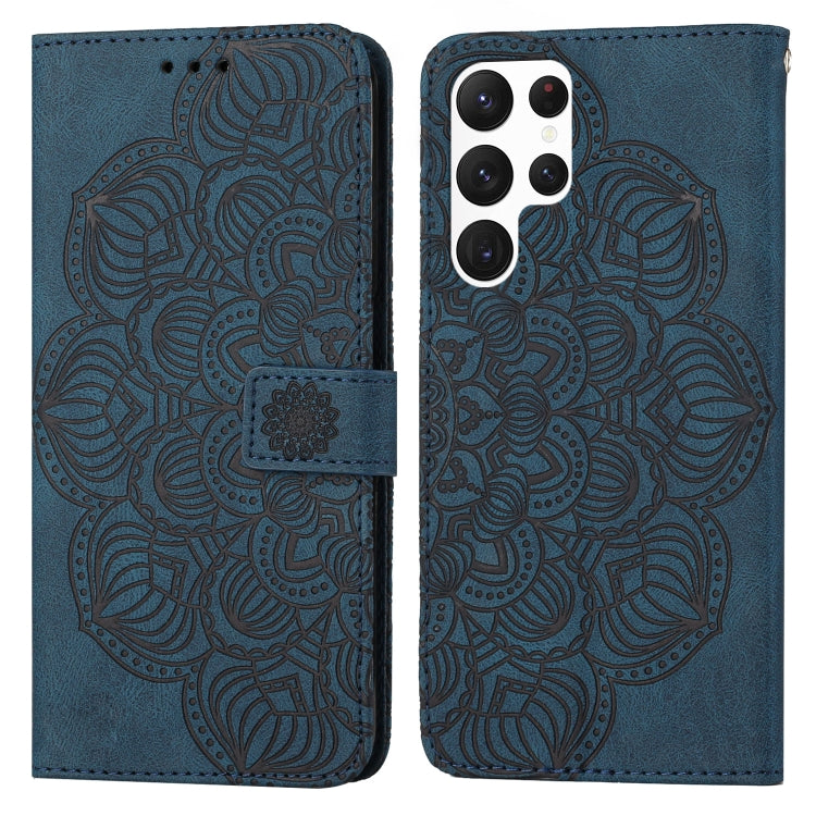 For Samsung Galaxy S23 Ultra 5G Mandala Embossed Flip Leather Phone Case