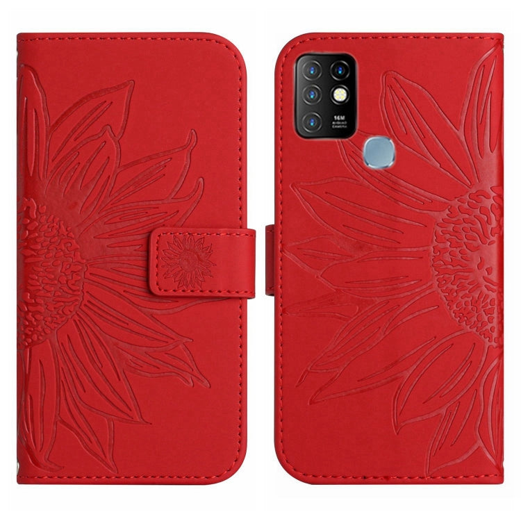 For Infinix Hot 10 Skin Feel Sun Flower Pattern Flip Leather Phone Case with Lanyard