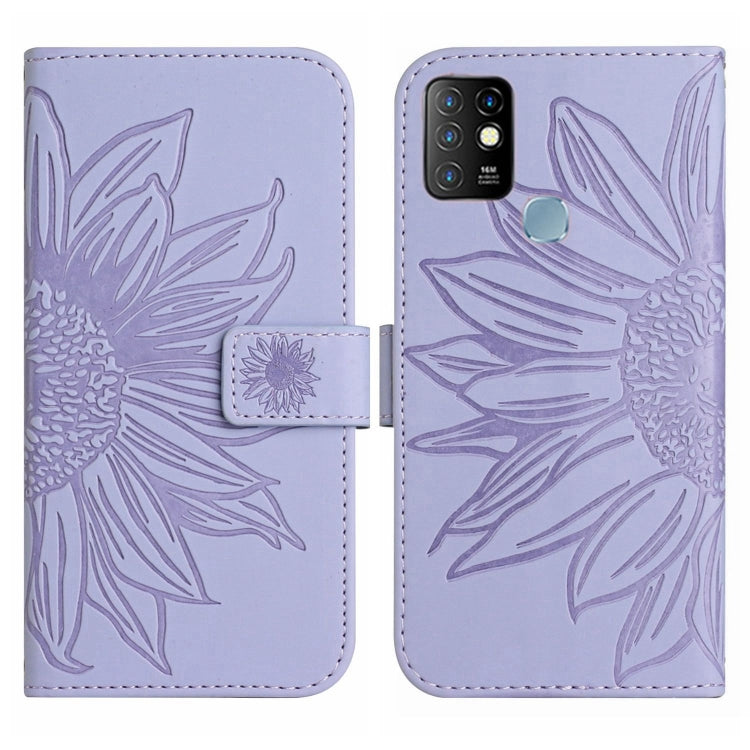 For Infinix Hot 10 Skin Feel Sun Flower Pattern Flip Leather Phone Case with Lanyard