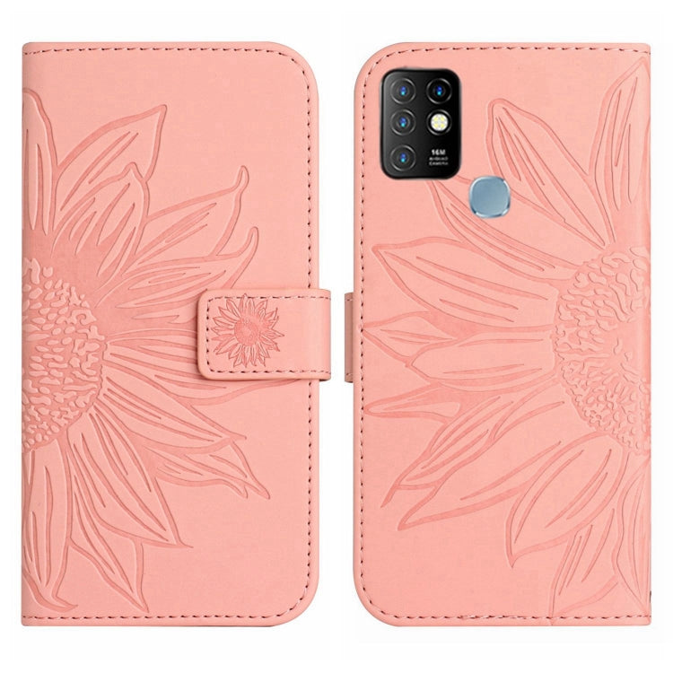 For Infinix Hot 10 Skin Feel Sun Flower Pattern Flip Leather Phone Case with Lanyard