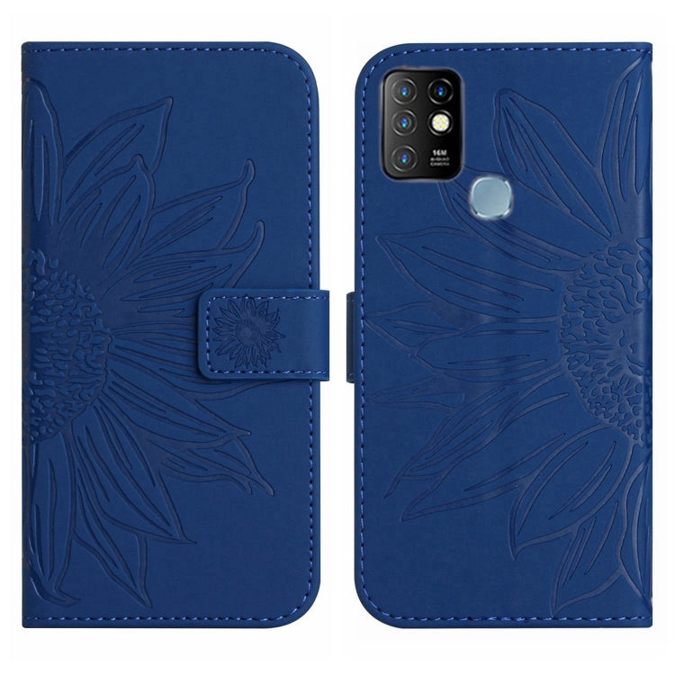 For Infinix Hot 10 Skin Feel Sun Flower Pattern Flip Leather Phone Case with Lanyard