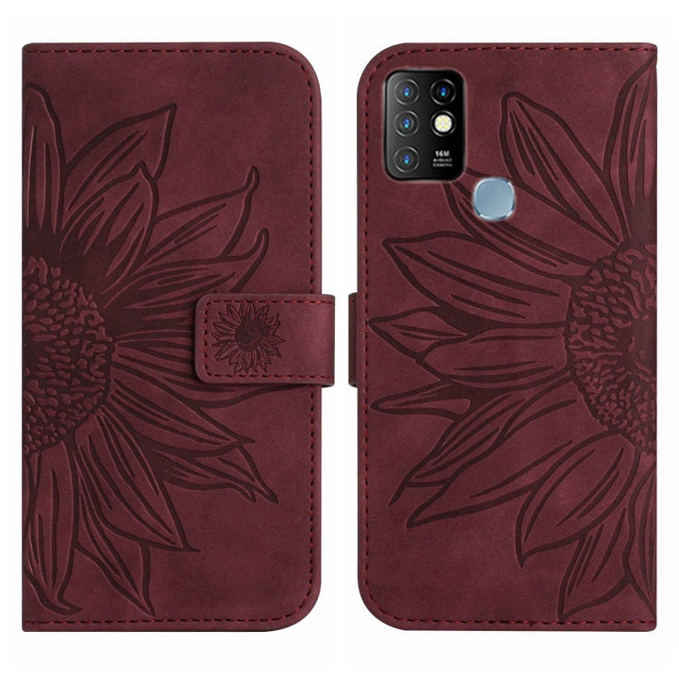 For Infinix Hot 10 Skin Feel Sun Flower Pattern Flip Leather Phone Case with Lanyard