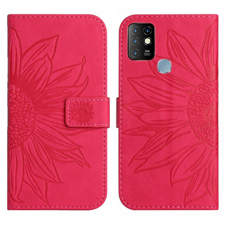 For Infinix Hot 10 Skin Feel Sun Flower Pattern Flip Leather Phone Case with Lanyard