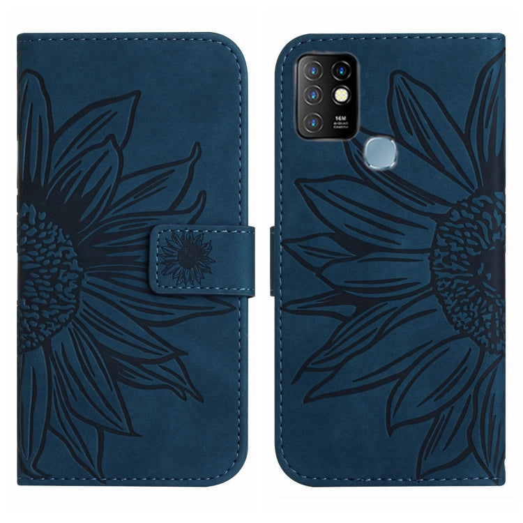 For Infinix Hot 10 Skin Feel Sun Flower Pattern Flip Leather Phone Case with Lanyard