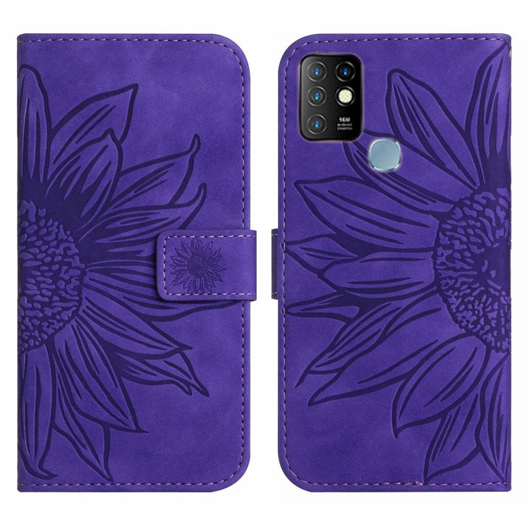 For Infinix Hot 10 Skin Feel Sun Flower Pattern Flip Leather Phone Case with Lanyard