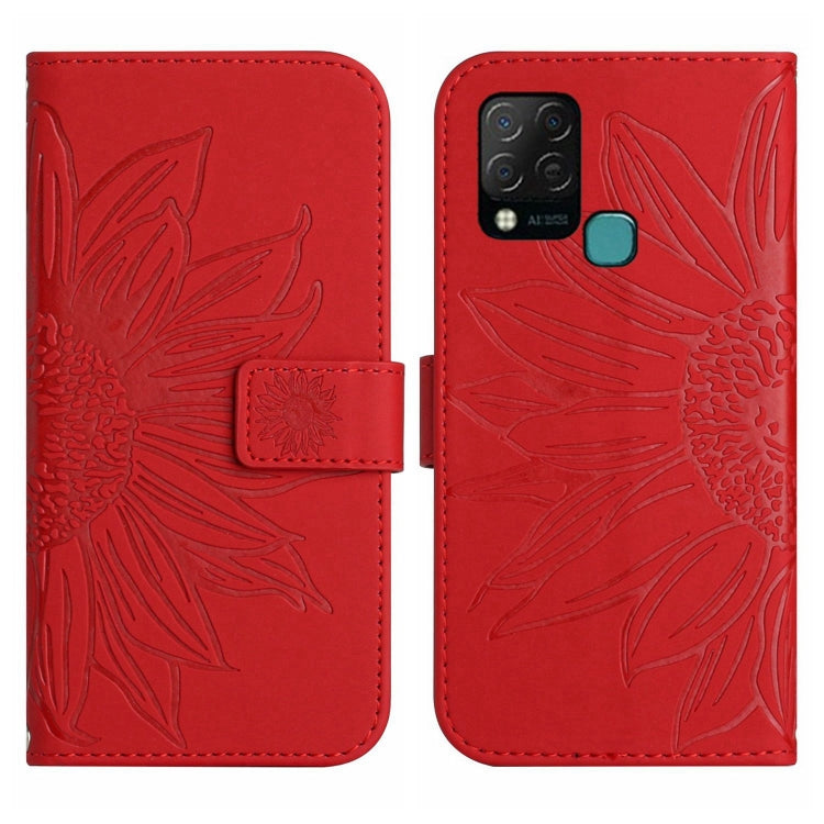 For Infinix Hot 10S / 10S NFC Skin Feel Sun Flower Pattern Flip Leather Phone Case with Lanyard