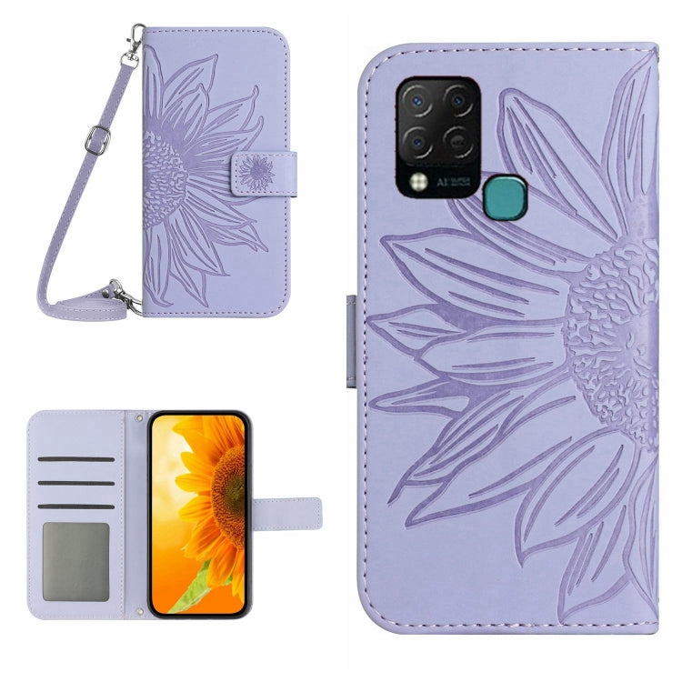 For Infinix Hot 10S / 10S NFC Skin Feel Sun Flower Pattern Flip Leather Phone Case with Lanyard