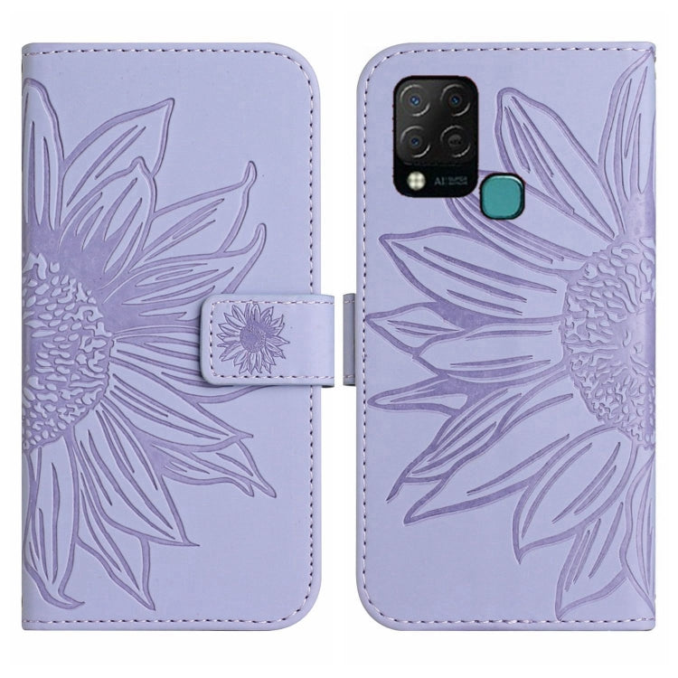 For Infinix Hot 10S / 10S NFC Skin Feel Sun Flower Pattern Flip Leather Phone Case with Lanyard