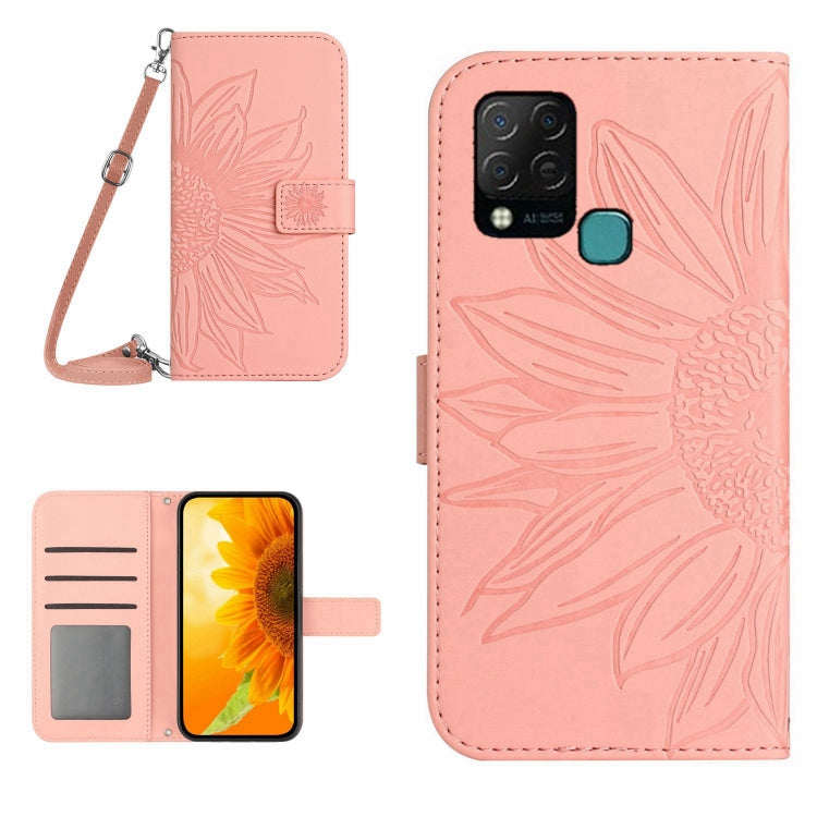 For Infinix Hot 10S / 10S NFC Skin Feel Sun Flower Pattern Flip Leather Phone Case with Lanyard