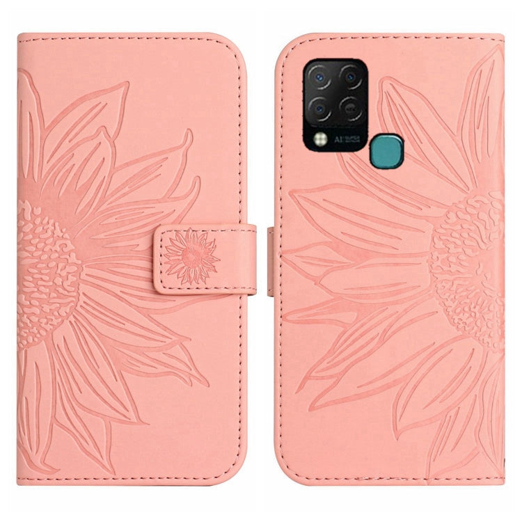 For Infinix Hot 10S / 10S NFC Skin Feel Sun Flower Pattern Flip Leather Phone Case with Lanyard