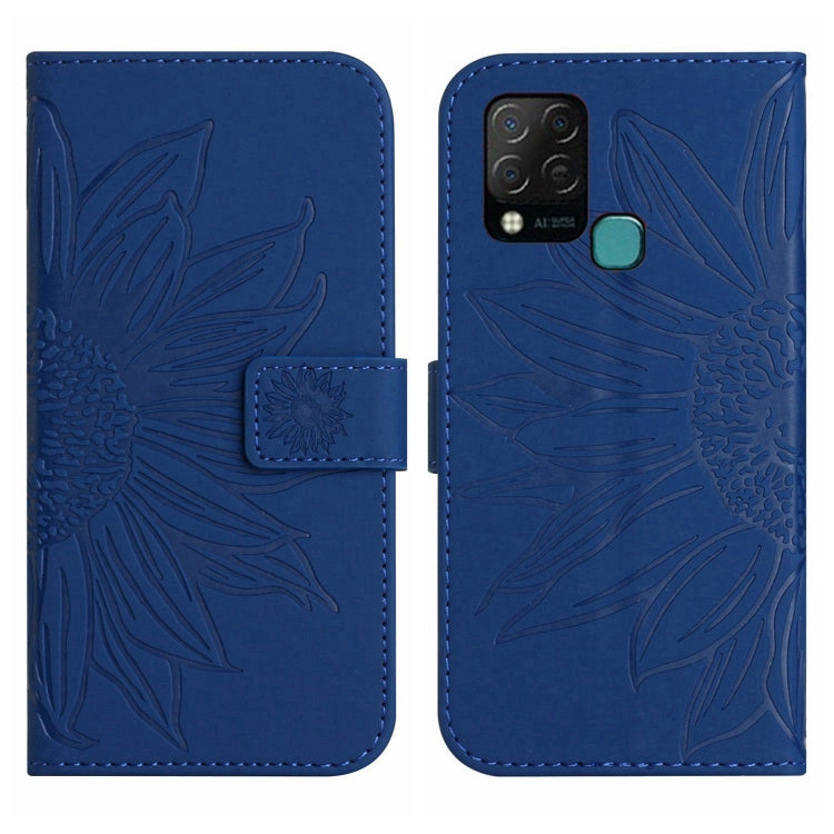 For Infinix Hot 10S / 10S NFC Skin Feel Sun Flower Pattern Flip Leather Phone Case with Lanyard