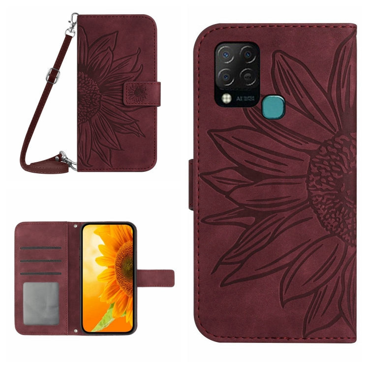 For Infinix Hot 10S / 10S NFC Skin Feel Sun Flower Pattern Flip Leather Phone Case with Lanyard